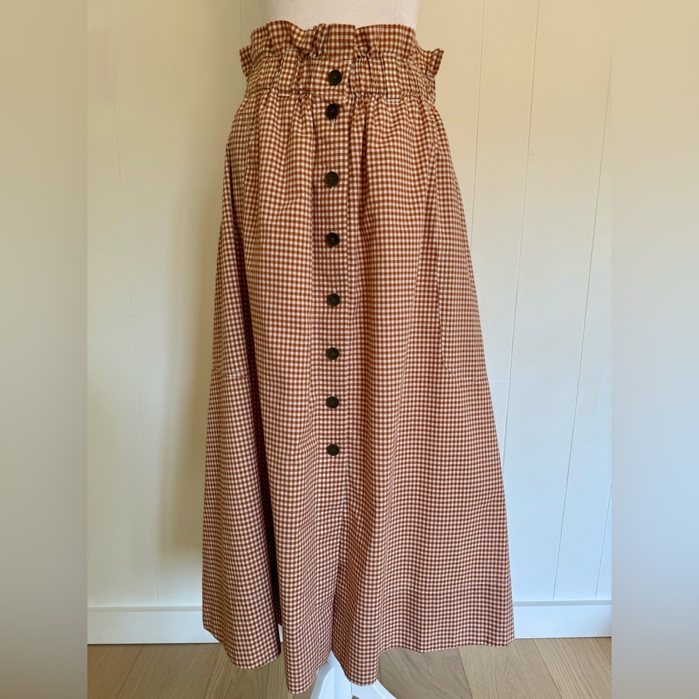 Everlane: The Easy Button Front Gingham Skirt